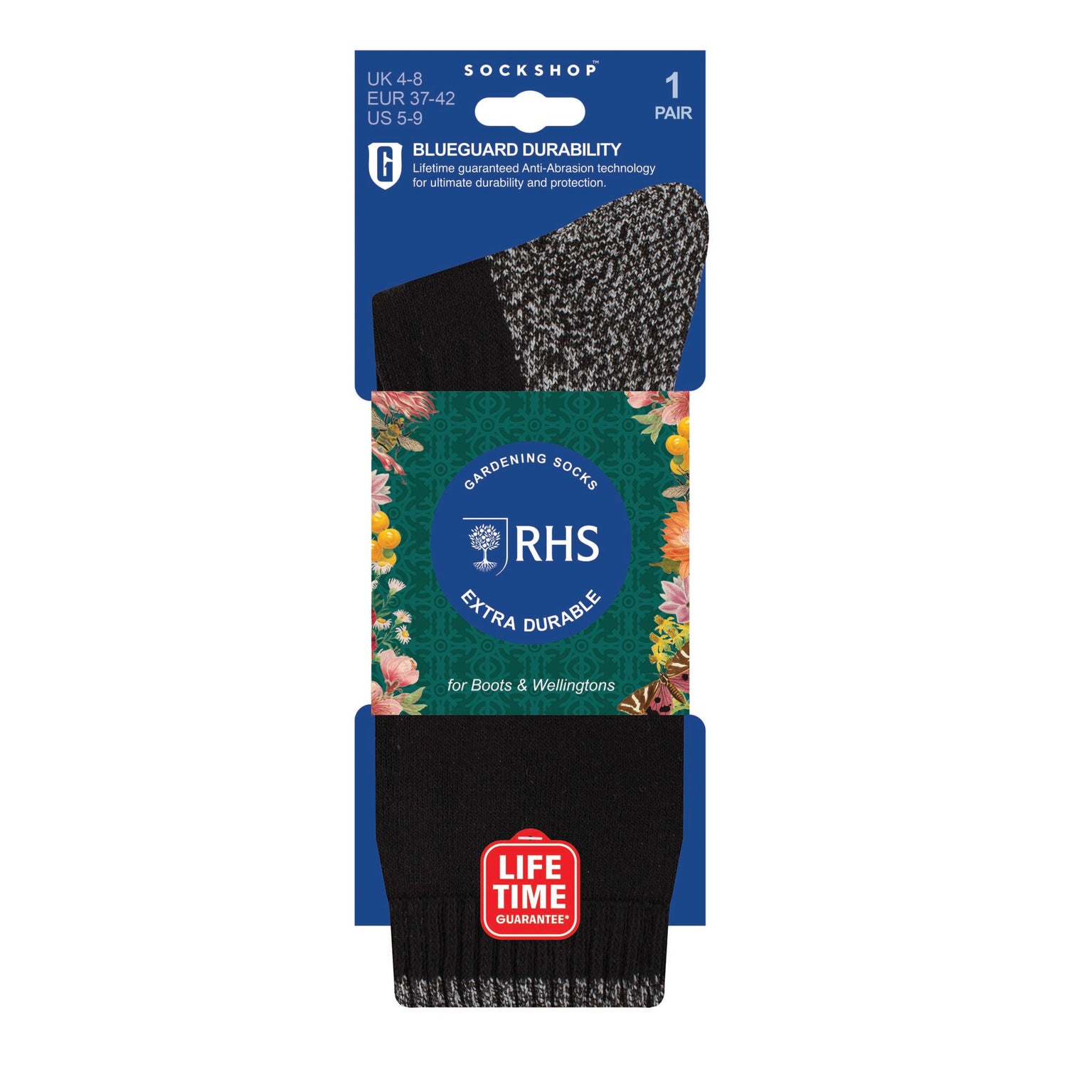 BlueGuard Ladies RHS Gardening Socks - Black