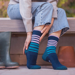 BlueGuard Ladies RHS Gardening Socks - Navy Stripe