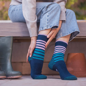 BlueGuard Ladies RHS Gardening Socks - Navy Stripe