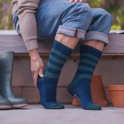 BlueGuard Mens RHS Gardening Socks - Navy Stripe