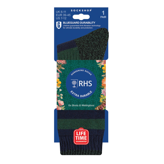 BlueGuard Mens RHS Gardening Socks - Navy Stripe - Image 2
