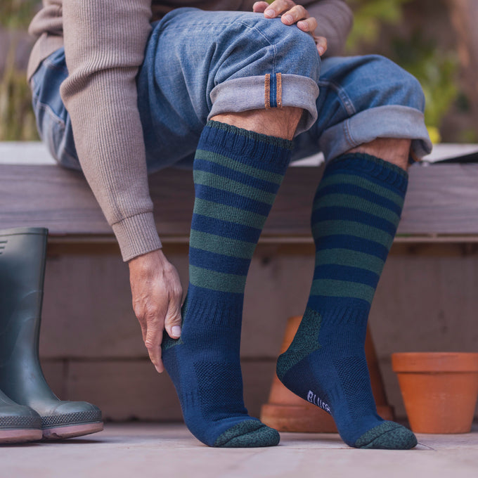 BlueGuard Mens RHS Wellington Boot Socks - Navy Stripe - Image 3