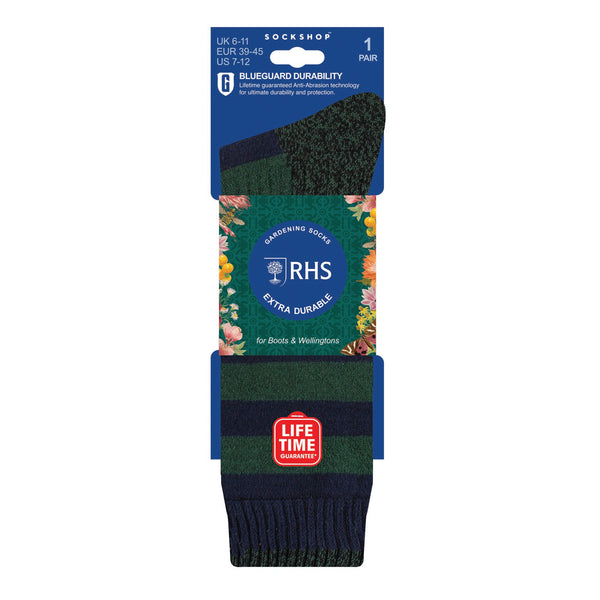 BlueGuard Mens RHS Wellington Boot Socks - Navy Stripe
